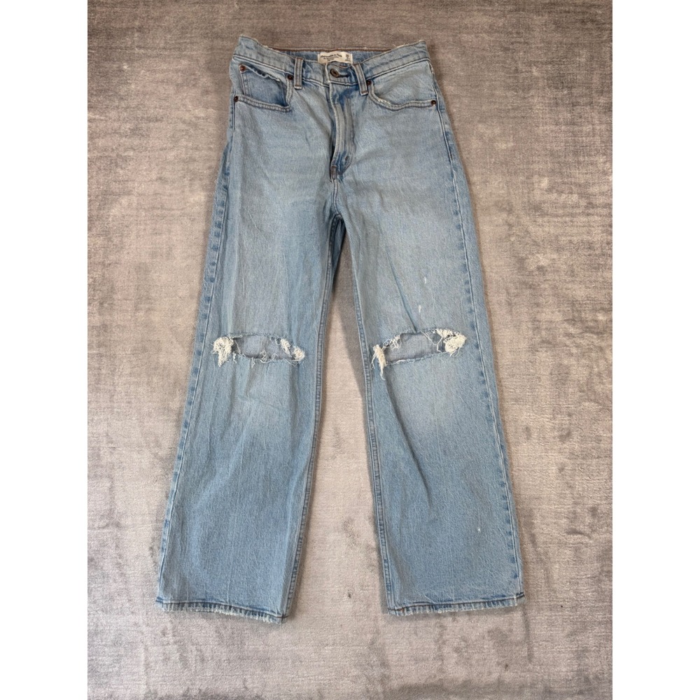 Abercrombie & Fitch Jeans Womens 26/2XS Light Wash Ripped '90s Relaxed High Rise